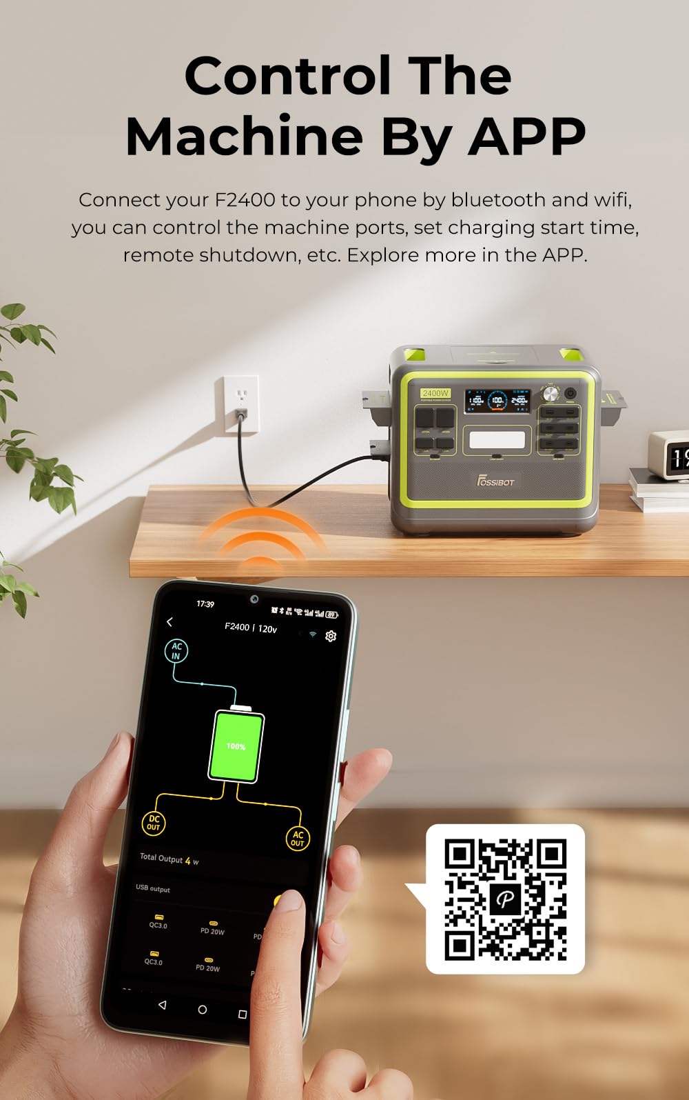FOSSiBOT Tragbare Powerstation F2400, Solargenerator 2048Wh LiFePO4 Batterie-Backup mit 2400W 3X AC Ausgängen (4800W Peak) 230V, Power Station für Outdoor-Camping, Wohnmobil-Reisen, Hausgebrauch