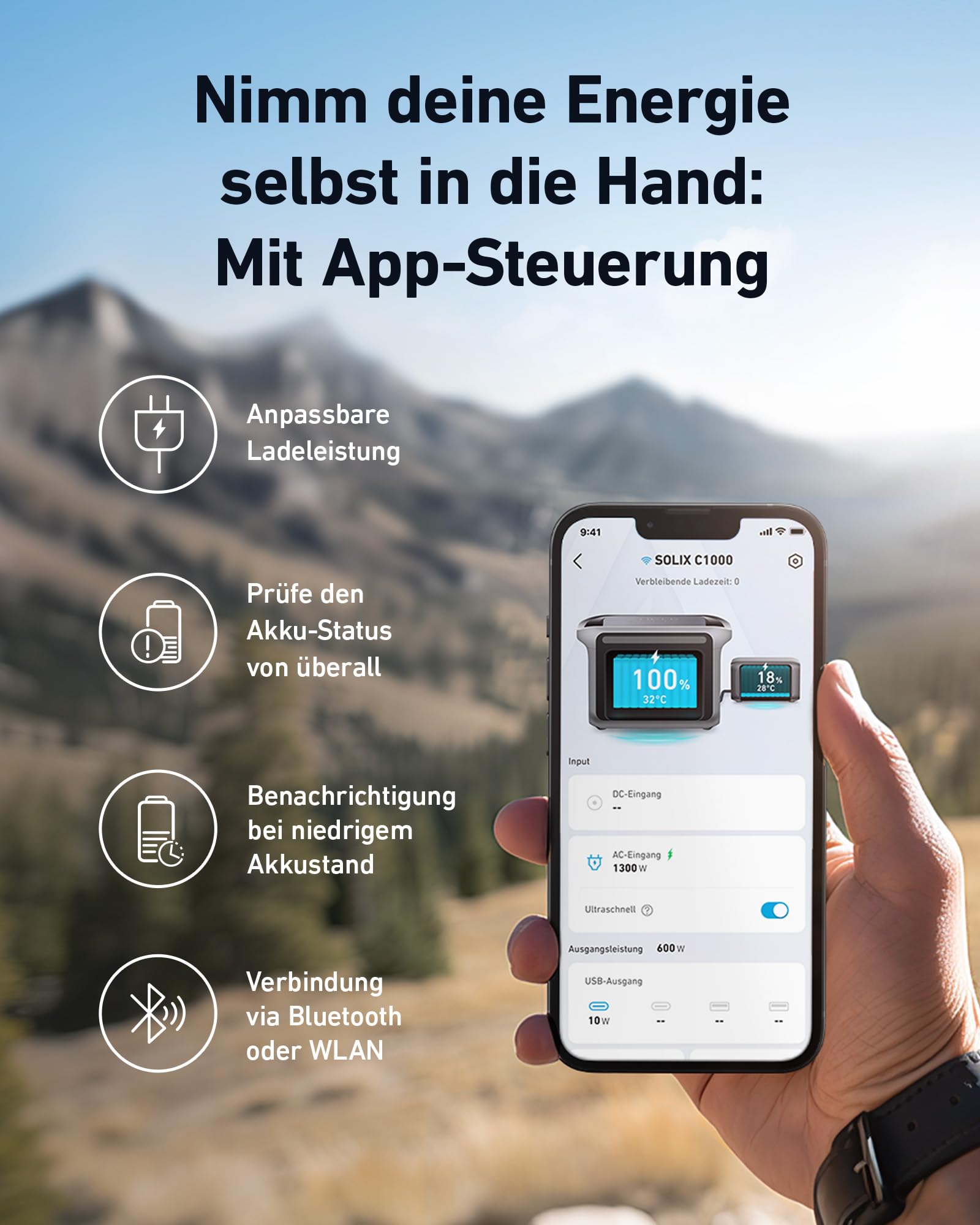 Anker SOLIX C1000 Tragbare Powerstation mit BP1000 Erweiterungsakku, 1800W Solargenerator, Aufladung in 58 Min., 2112Wh LiFePO4-Akku für Outdoor, Camping und Stromreserve Zuhause (Solarpanel optional)