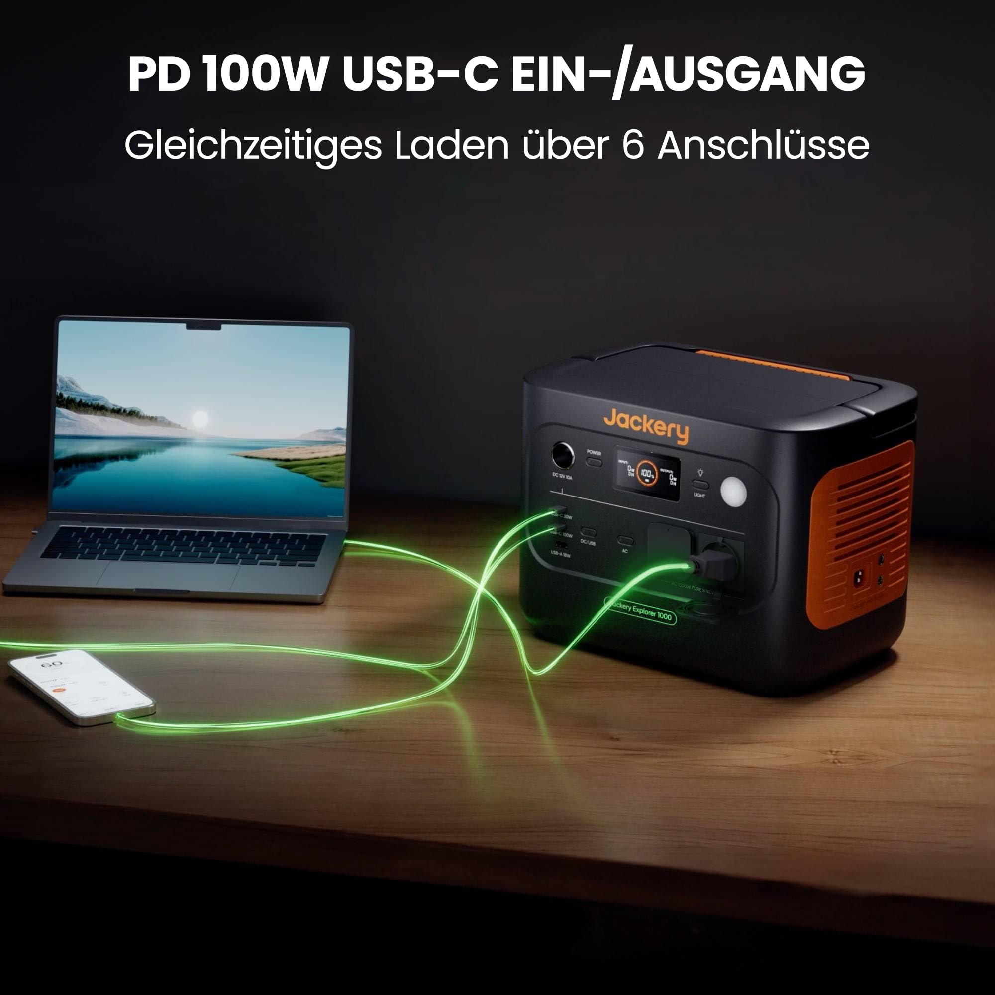 Jackery Explorer 1000 v2 Tragbare Powerstation,1070Wh LiFePO4 Solargenerator,1500W AC/100W USB-C Ausgang, 1 Std. Schnellladung, LFP Powerstation für Outdoor Camping, Wohnmobil, Notfall