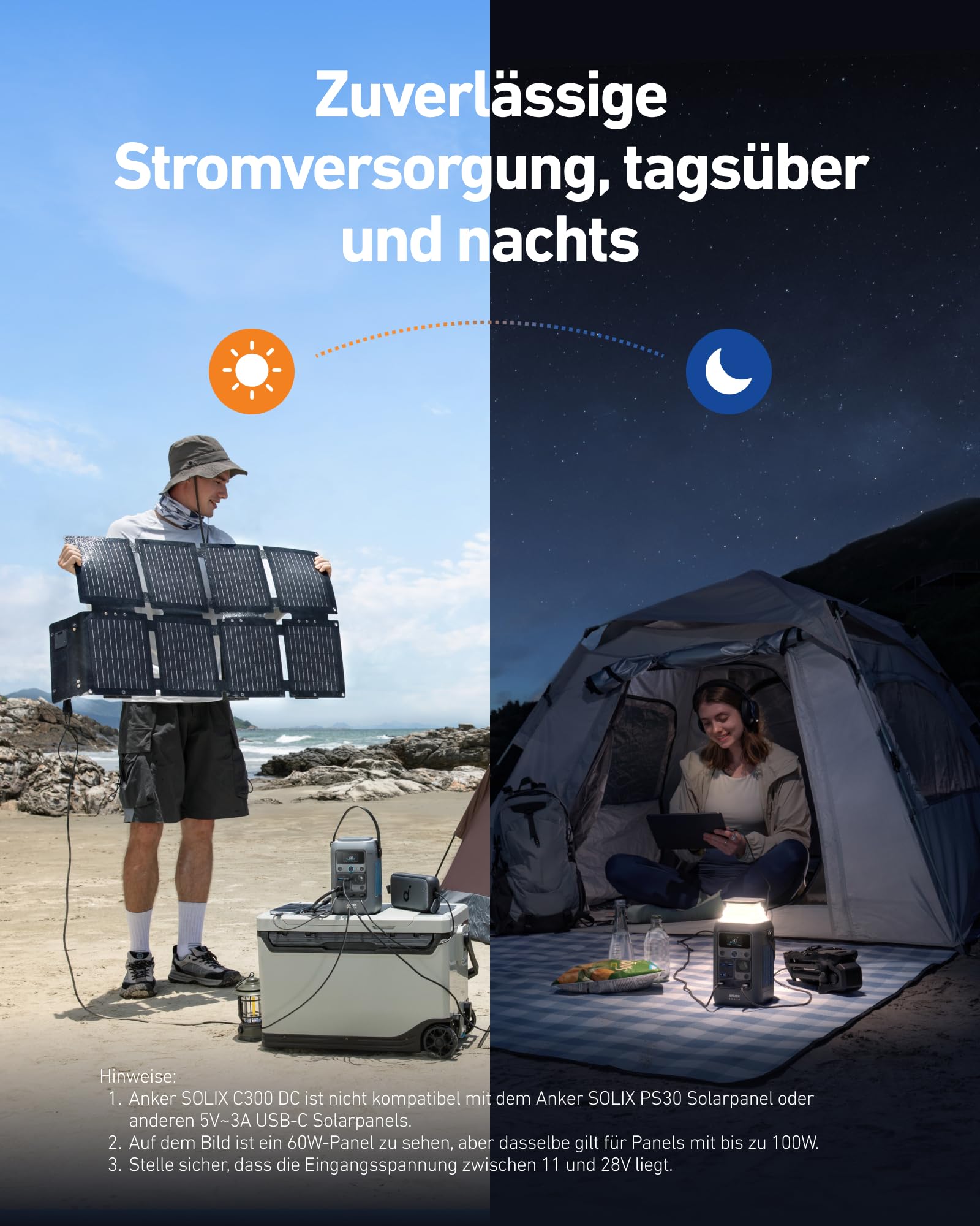 Anker SOLIX C300 DC Powerbank Powerstation, 288Wh Akku für mehrere Geräte, LiFePO4 Akku, 300W Solargenerator, Für Camping, Draußen, Reisen, Notfälle (Netzteil Nicht im Lieferumfang)